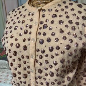 Vintage Sequin Embellished Pink Cardigan
